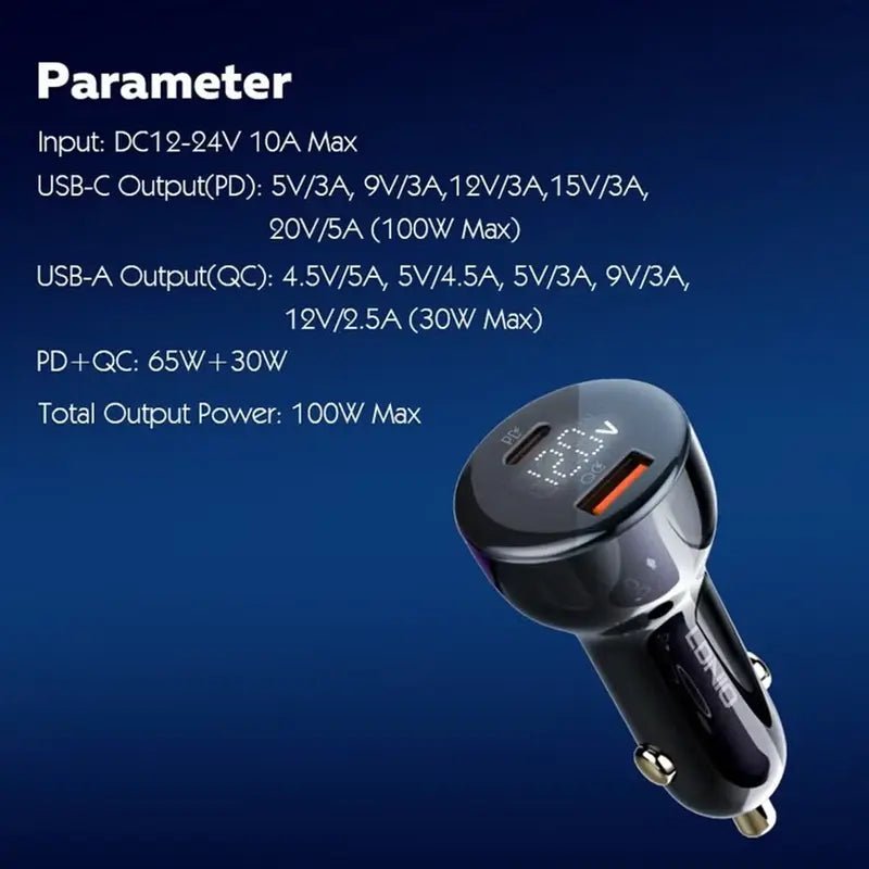 100W Super Fast Wireless Dash Mounted Car Charger (Black) - GLASSOLOGY