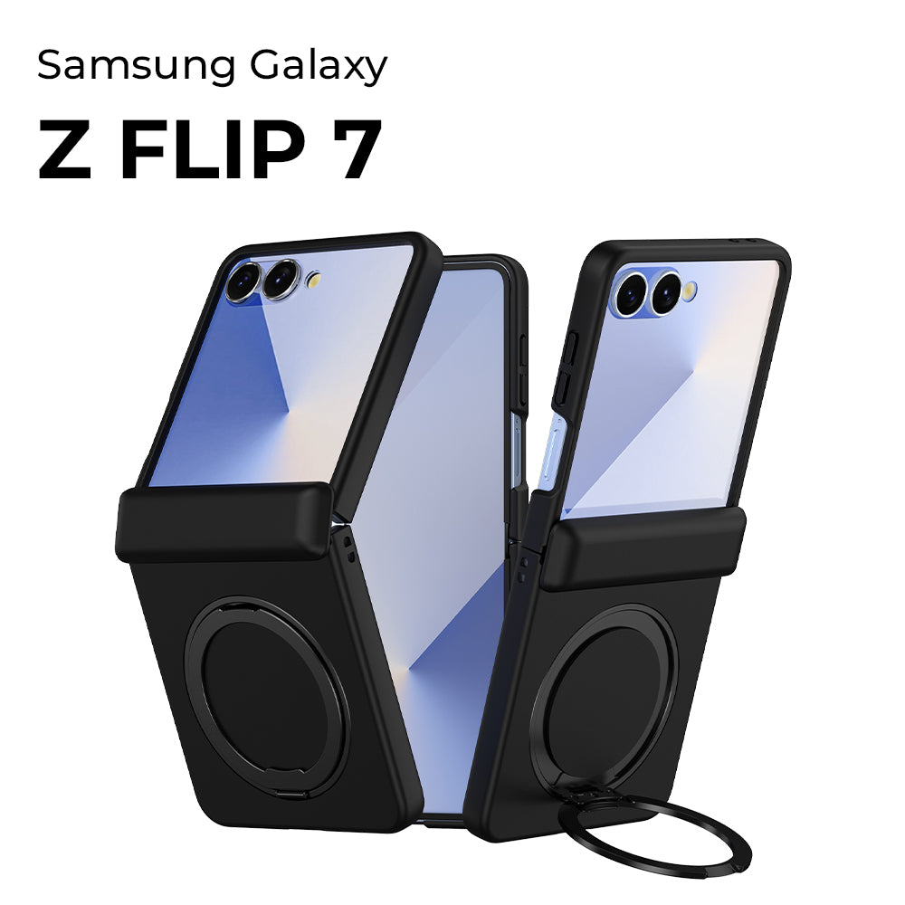 Glassology Samsung Galaxy Z Flip7 360° Rotating MagSafe Ring Stand Black Case