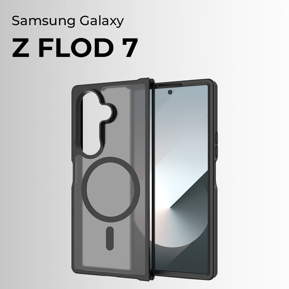 Glassology Samsung Galaxy Z Fold 7 Black Clear MagSafe Silicone Case, Slim & Protective