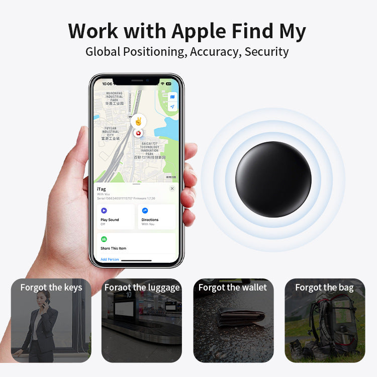 Apple Smart Tag – Works with Apple Find My App, Bluetooth Tracker with Lost Mode, Left-Behind Alerts, Privacy Protection & Long Battery Life (Black, UAE)