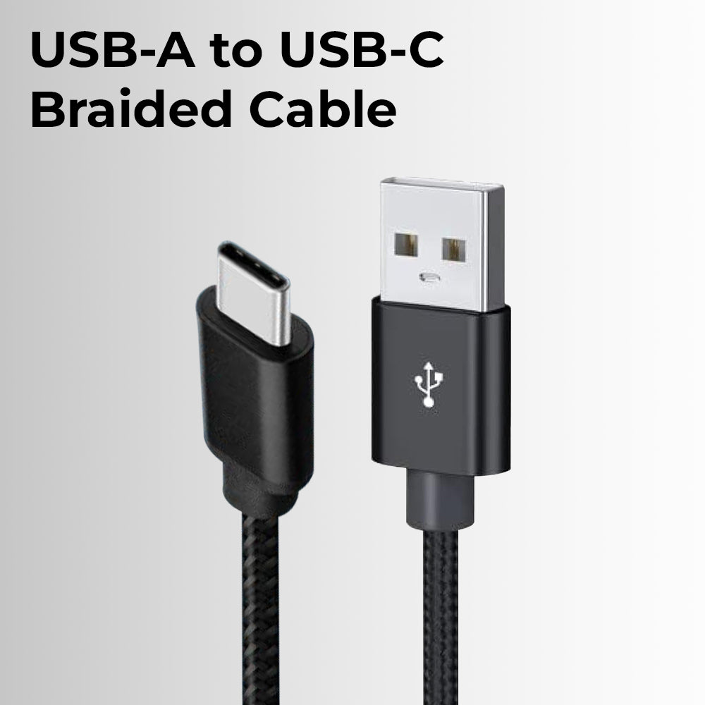 USB A to C cable 1.2 Meter 3A high current fast charging Pure Copper PVC & nylon braid 480Mbps transfer speed (Black)