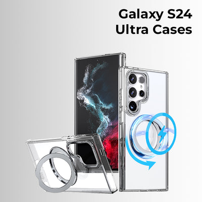 Samsung Galaxy S24 Ultra MagSafe Case Clear 360° Rotate Ring Stand