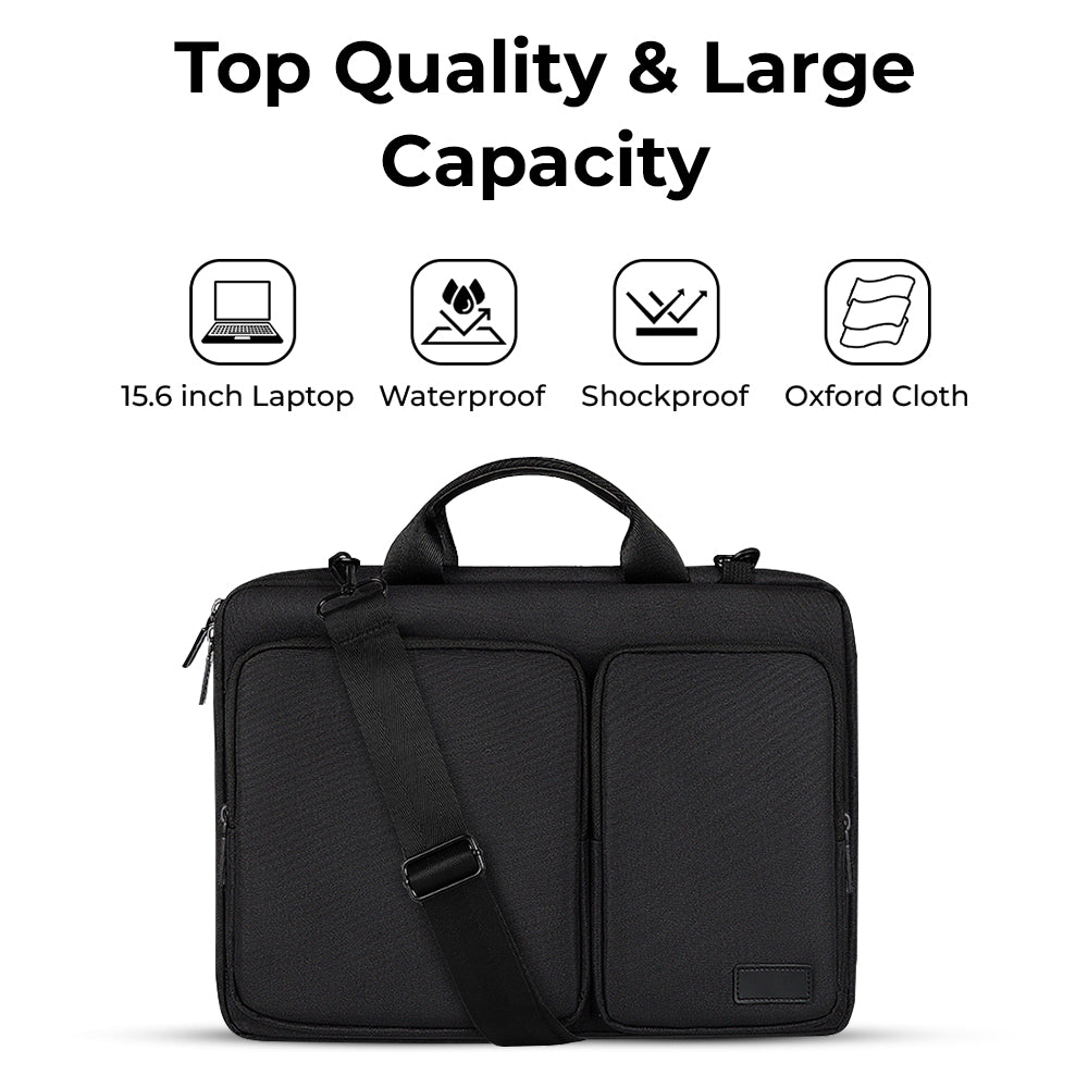 Glassology 15.4" Laptop Bag Black Sleek, Water-Repellent & Durable for Everyday Use