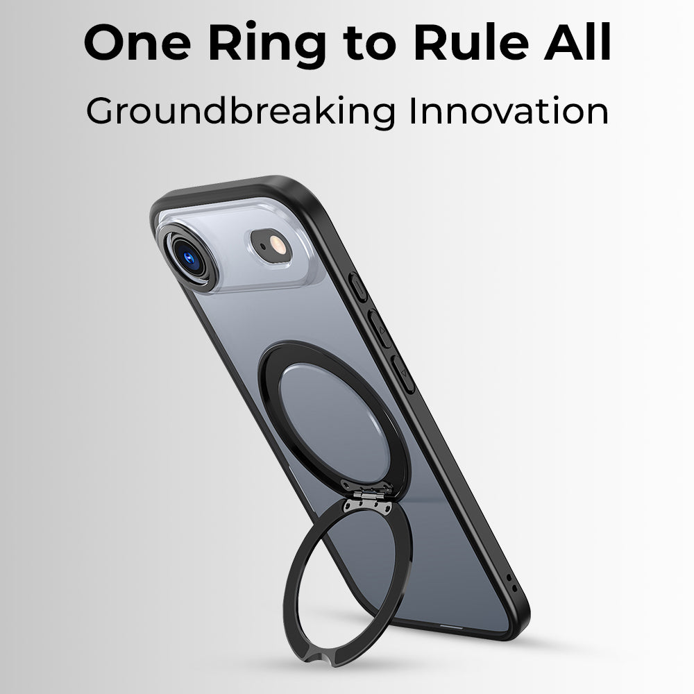 360° MagSafe Ring Stand Case for iPhone 17 Air – Shockproof Black Cover UAE.