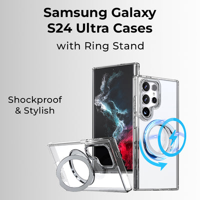 Samsung Galaxy S24 Ultra MagSafe Case Clear 360° Rotate Ring Stand