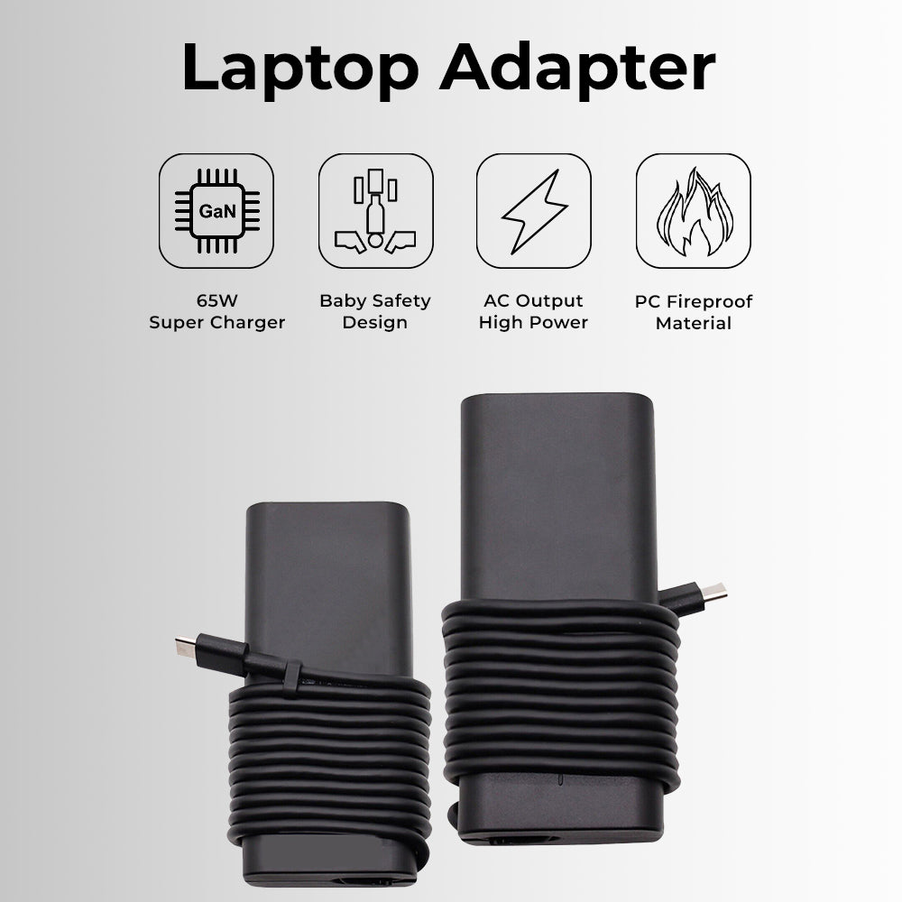 Glassology Dell 65W USB-C Laptop Charger Fast , Safe & Travel-Ready Power Adapter