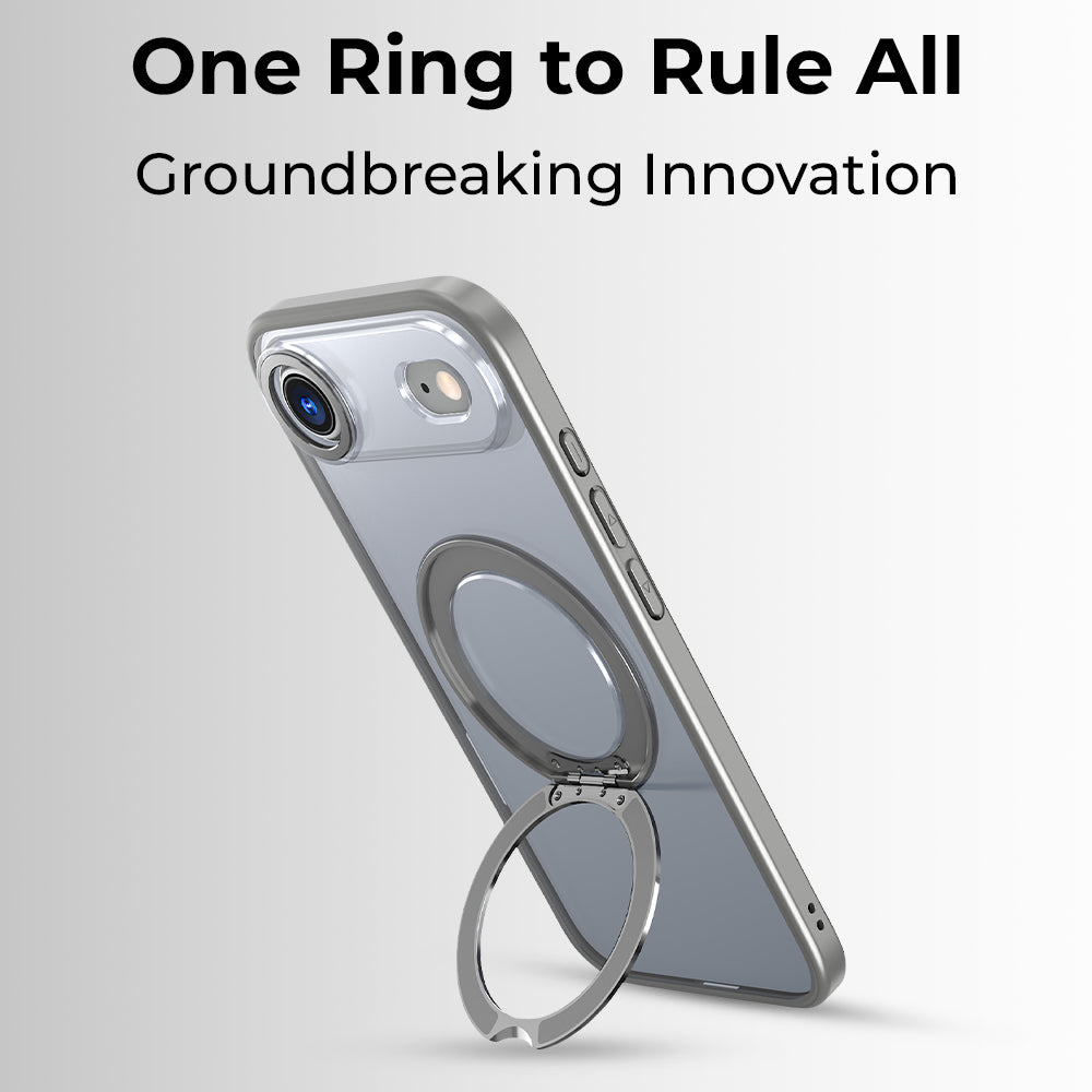 360° MagSafe Ring Stand Case for iPhone 17 Air – Grey Shockproof Cover UAE