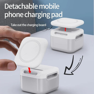 3 in 1 Cube MagSafe Wireless Charger Station - 360 rotating & foldable Fast Charging -White - GLASSOLOGY