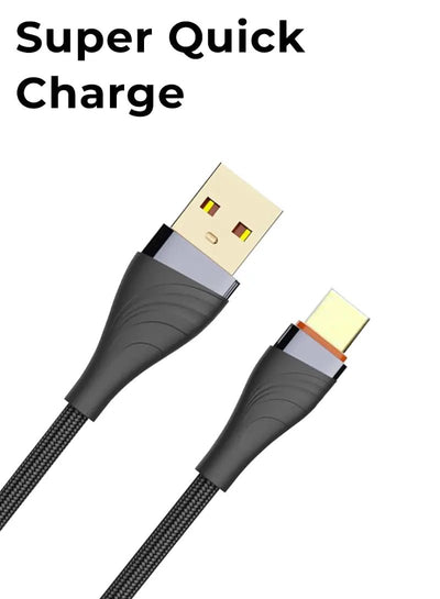 30W USB - A to Type - C Braided Fast Charging Cable – 1M Grey - GLASSOLOGY