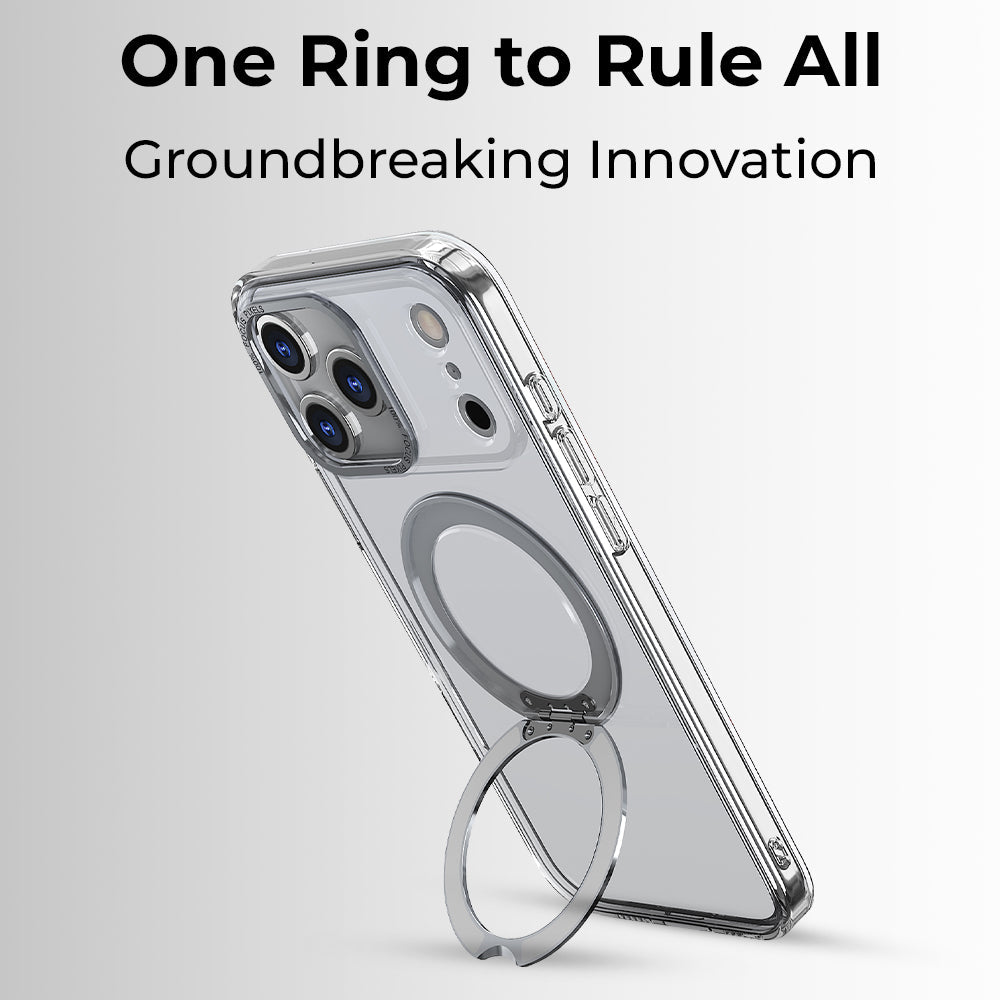 360° MagSafe Rotating Ring Stand Case for iPhone 17 Pro Max - White - GLASSOLOGY