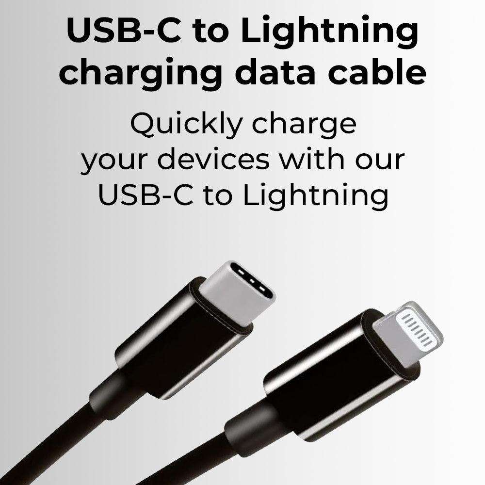 USB C to Lightening cable 2M 3A high current fast charging Pure Copper & PVC & nylon braid 480Mbps transfer speed (Black)