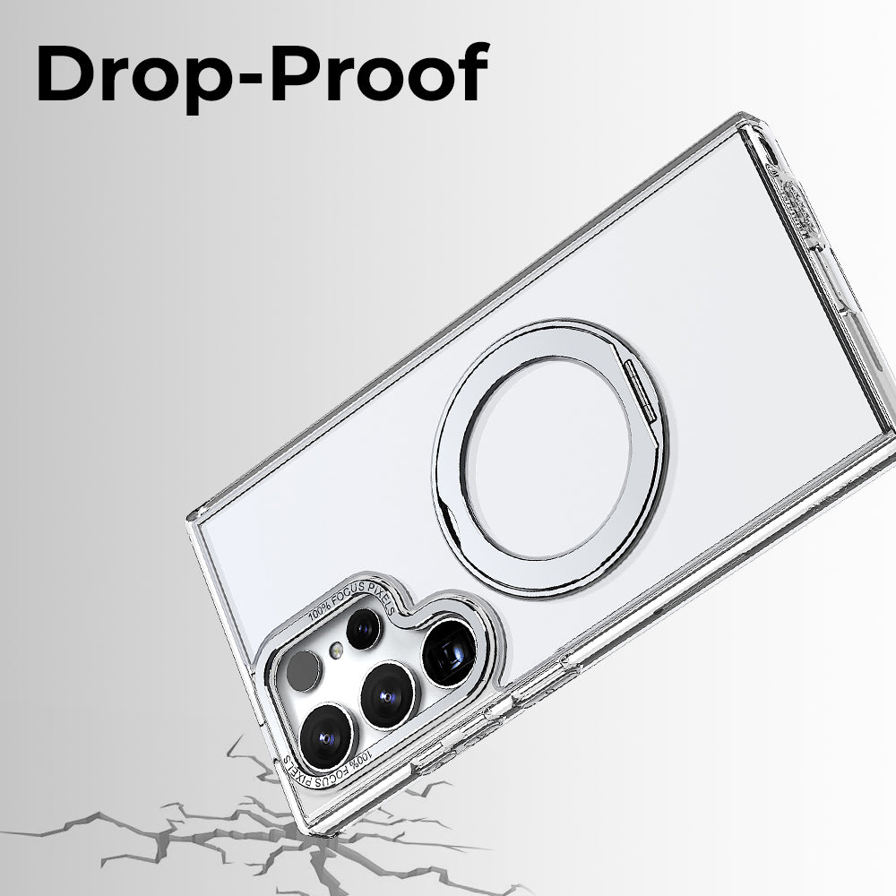 Samsung Galaxy S24 Ultra MagSafe Case Clear 360° Rotate Ring Stand