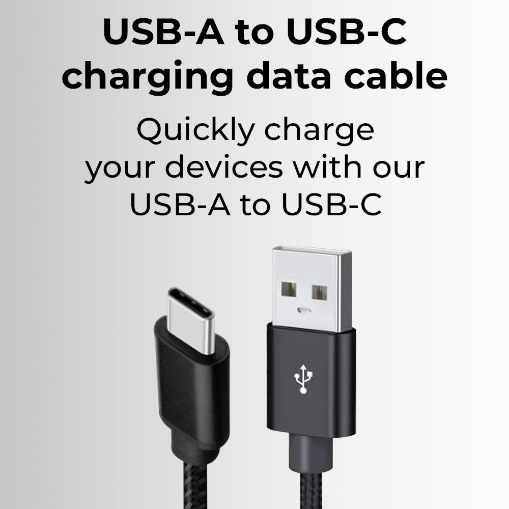 USB A to C cable 1.2 Meter 3A high current fast charging Pure Copper PVC & nylon braid 480Mbps transfer speed (Black)