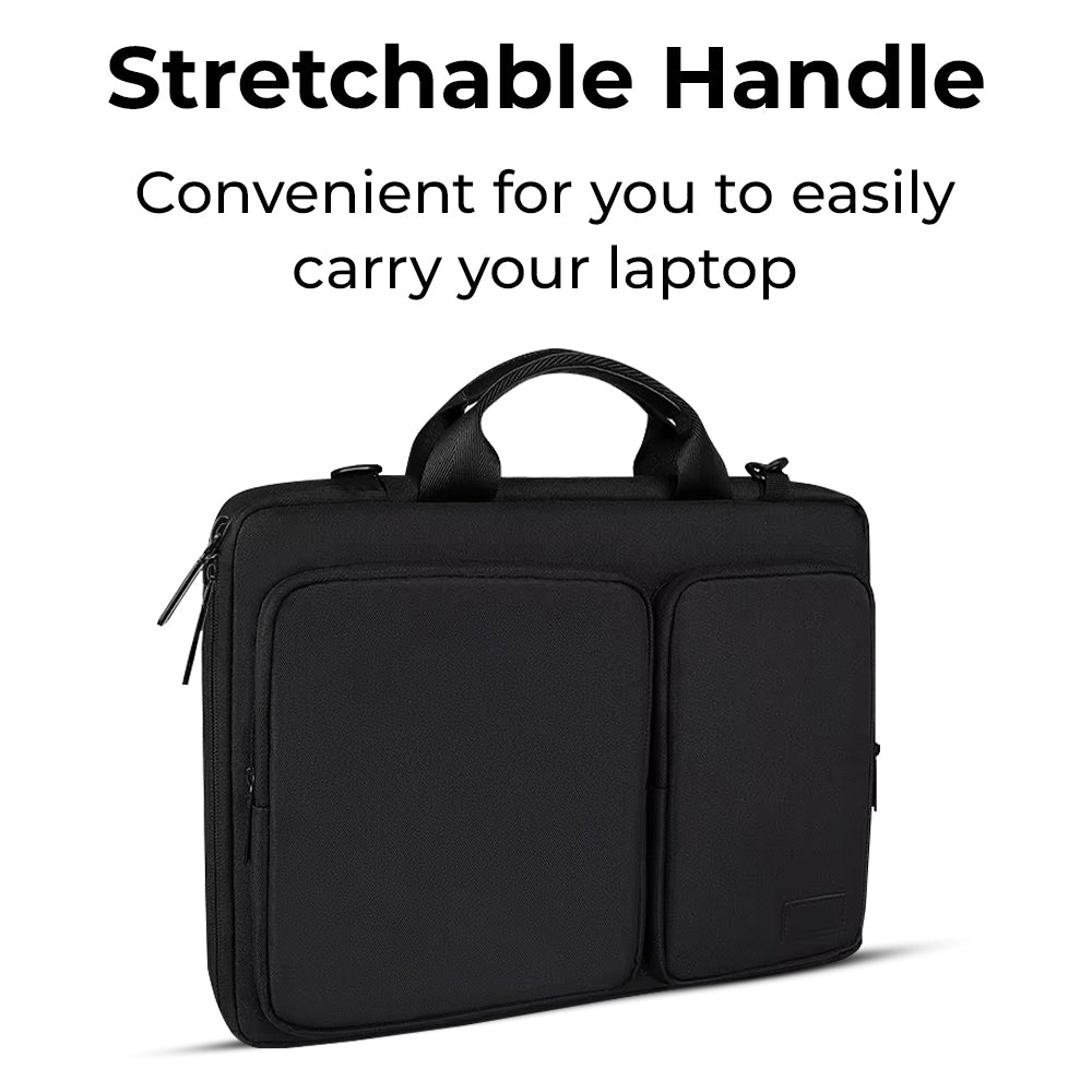 Glassology 15.4" Laptop Bag Black Sleek, Water-Repellent & Durable for Everyday Use