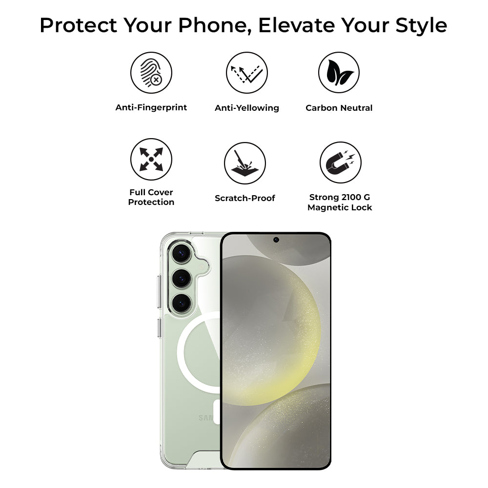 Glassology Samsung Galaxy S24 Plus Clear Case Magnetic Shockproof, Non-Yellowing