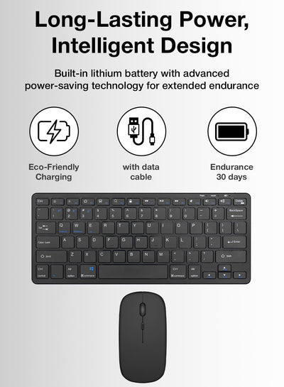 Glassology Wireless Keyboard and Mouse Combo 2.4GHz Full-Size(Black)
