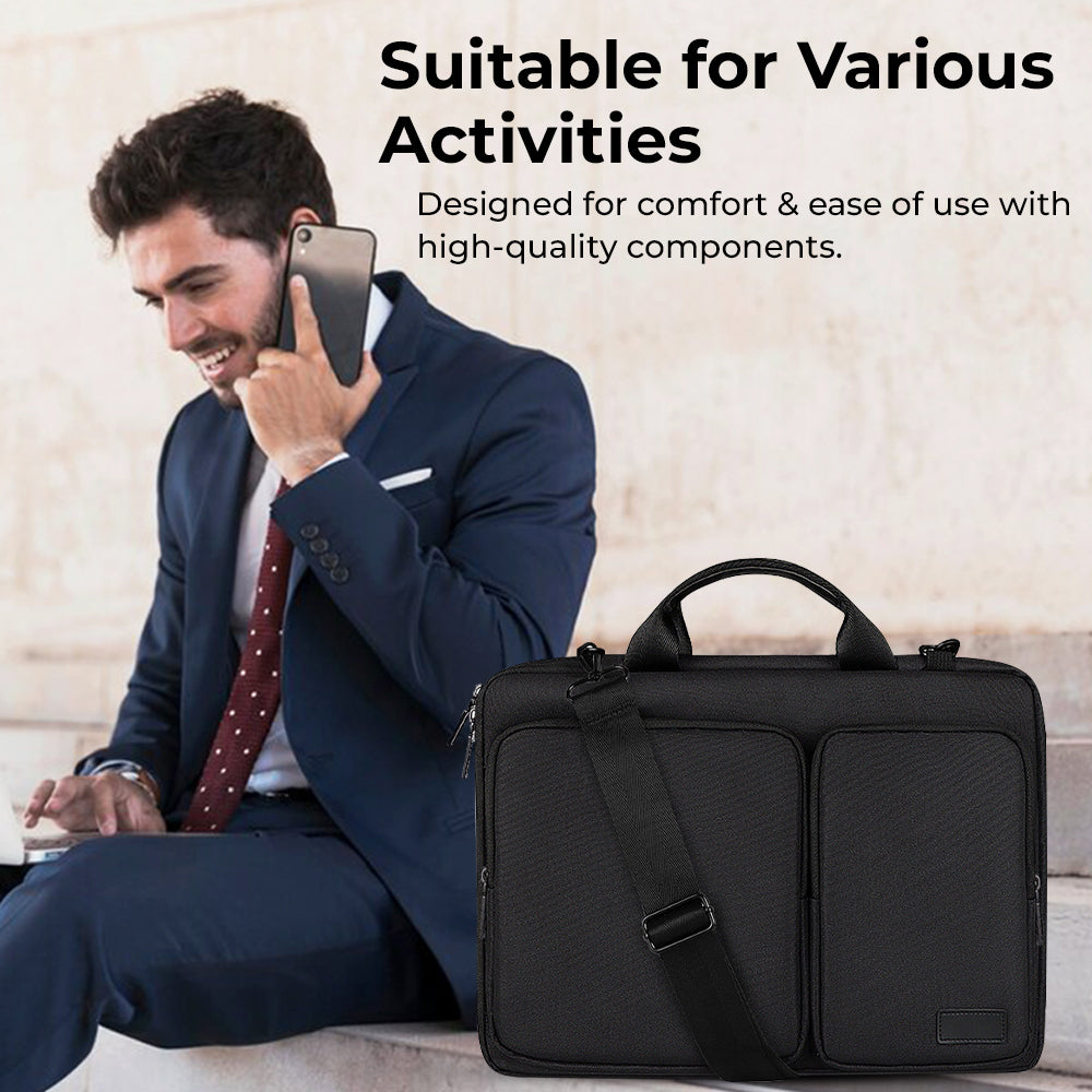 Glassology 15.4" Laptop Bag Black Sleek, Water-Repellent & Durable for Everyday Use