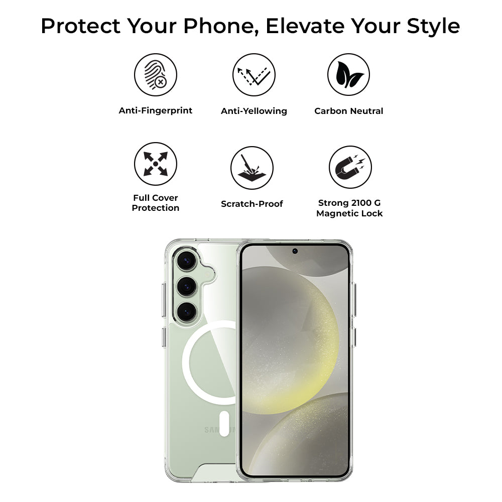 Glassology Samsung Galaxy S24 Plus Clear Case Magnetic Shockproof, Non-Yellowing