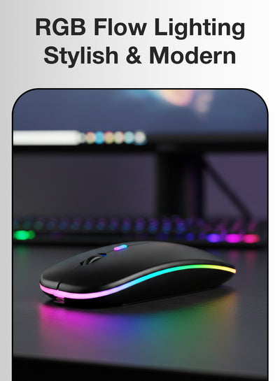 Dual-Mode Silent Wireless Mouse – Bluetooth & 2.4GHz Rechargeable Slim Optical Mouse