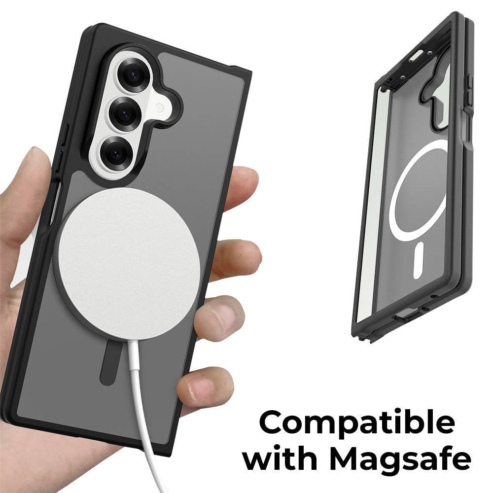 Glassology Samsung Galaxy Z Fold 7 Black Clear MagSafe Silicone Case, Slim & Protective
