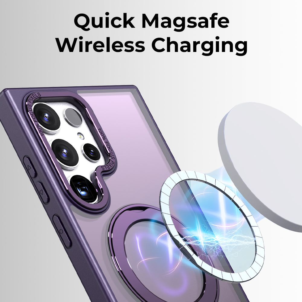 Glassology Samsung Galaxy S24 Ultra MagSafe Purple Case 360° Rotate Ring Stand