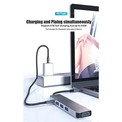 5 - in - 1 USB - C Hub – 4K HDMI, 100W PD Fast Charge, 3 USB Ports - GLASSOLOGY