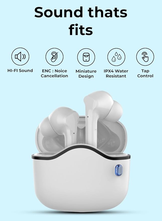 A33 Wireless Bluetooth Headset White with Built in Microphone