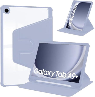 جراب جلدي فاخر من البولي يوريثان لجهاز سامسونج جالاكسي A9+ اللوحي مقاس 11 بوصة (أرجواني) - جراب رفيع مقاوم للصدمات مع حامل وغطاء داخلي ناعم من مادة TPU | الإمارات العربية المتحدة