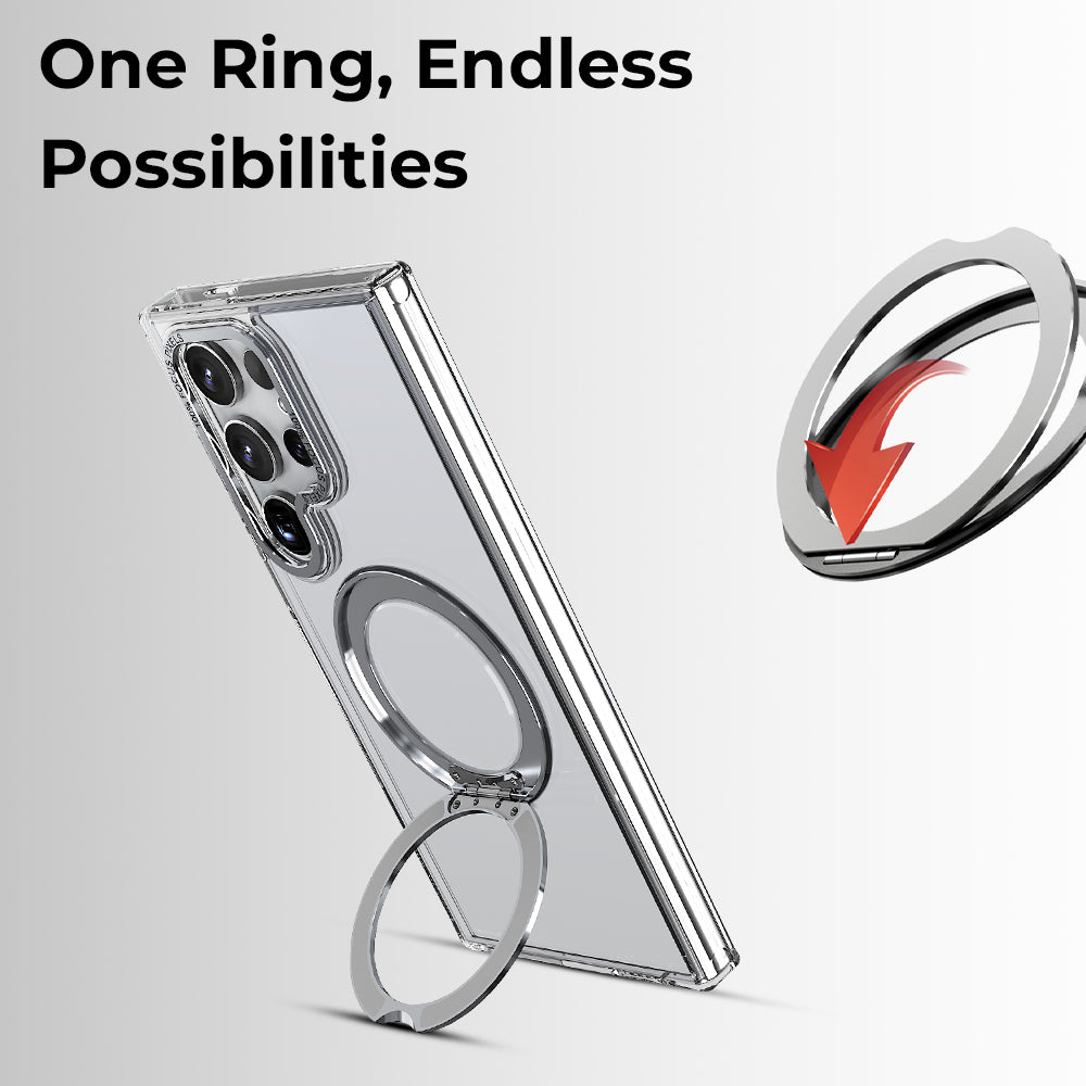 Samsung Galaxy S24 Ultra MagSafe Case Clear 360° Rotate Ring Stand
