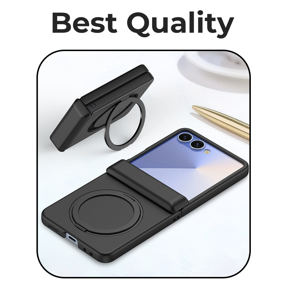Glassology Samsung Galaxy Z Flip7 360° Rotating MagSafe Ring Stand Black Case