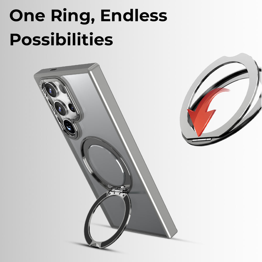 Samsung Galaxy S24 Ultra MagSafe Case Sleek Grey 360° Rotate Ring Stand