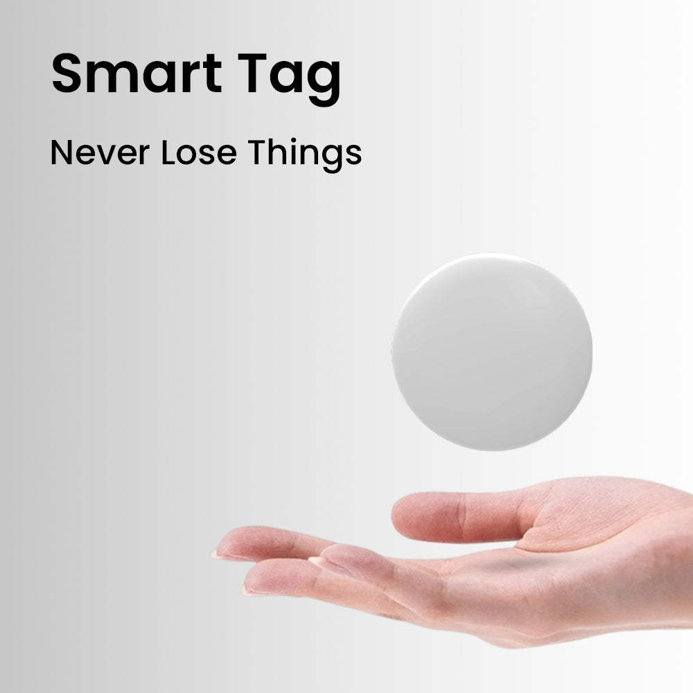علامة GSTAW الذكية - متوافقة مع تطبيق Apple Find My، ومتتبع بلوتوث مع وضع الفقد، وتنبيهات الترك خلفك، وحماية الخصوصية، وعمر بطارية طويل (أبيض، الإمارات العربية المتحدة)