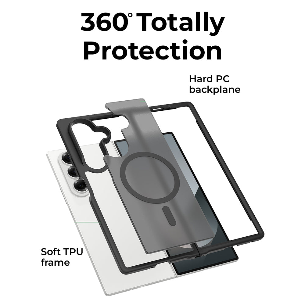 Glassology Samsung Galaxy Z Fold 7 Black Clear MagSafe Silicone Case, Slim & Protective