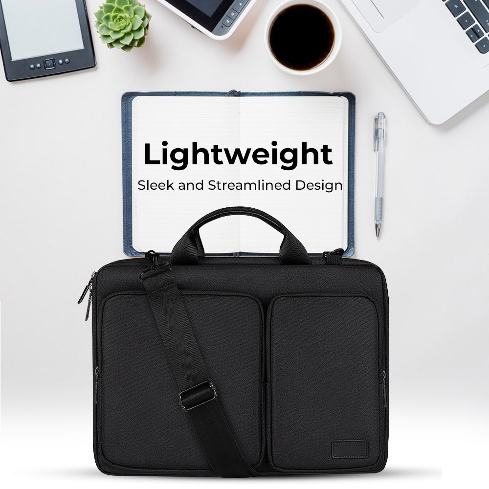 Glassology 15.4" Laptop Bag Black Sleek, Water-Repellent & Durable for Everyday Use