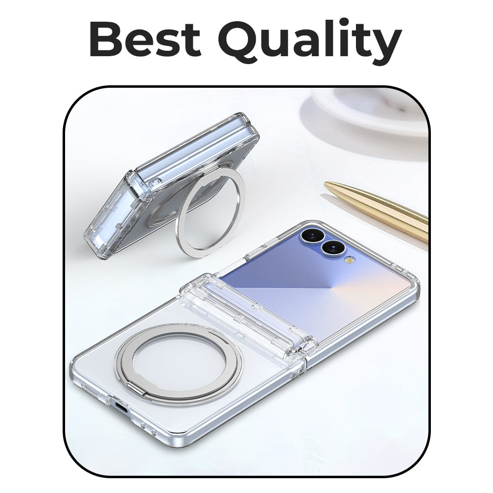 Glassology Samsung Galaxy Z Flip7 360° Rotating MagSafe Ring Stand Clear Case