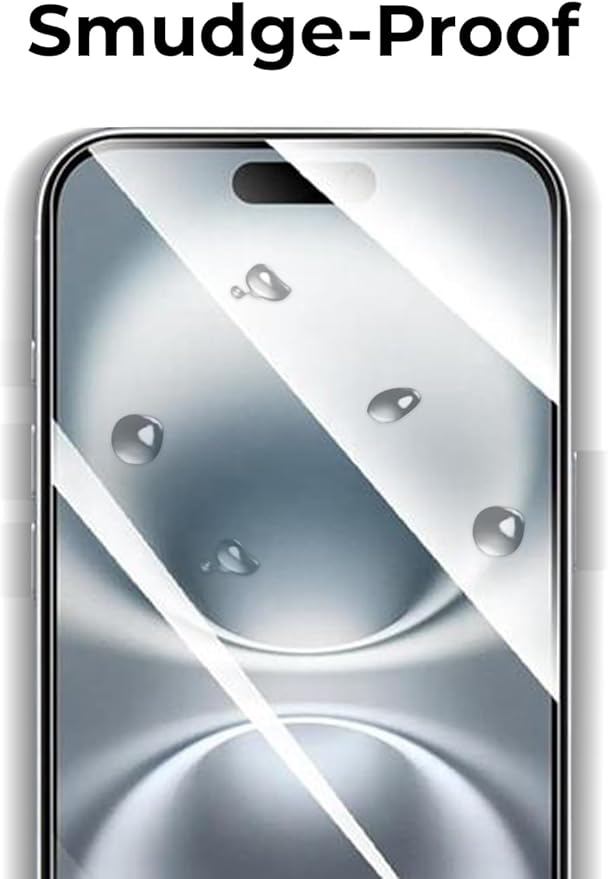 Smartphone with smudge-proof screen protector on a white background