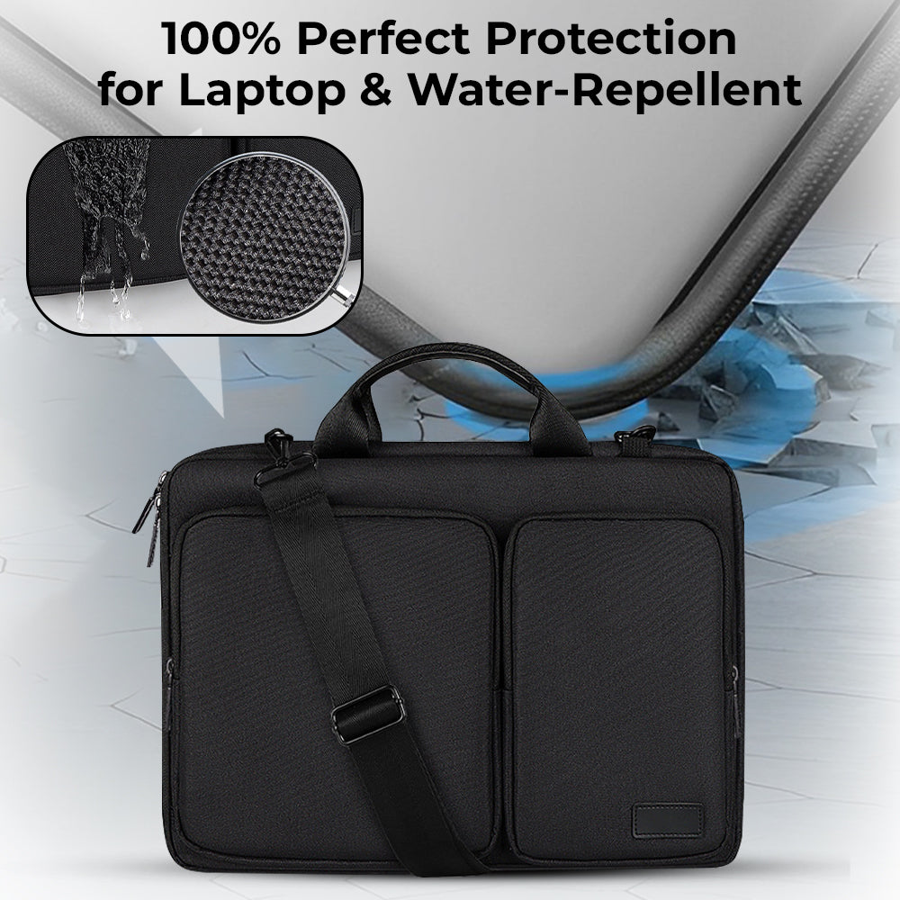Glassology 15.4" Laptop Bag Black Sleek, Water-Repellent & Durable for Everyday Use