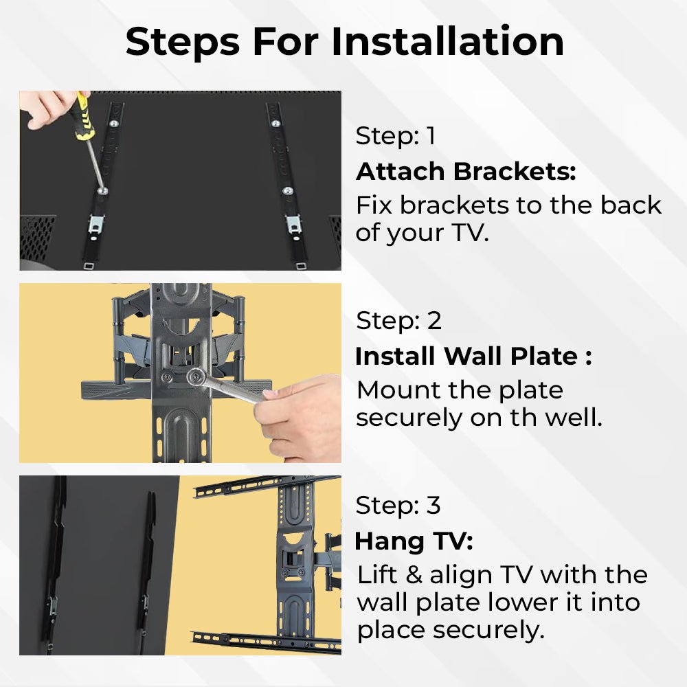 75 inch to 120 inch TV Wall Mount Bracket with 180 Rotation TV and Monitor. - GLASSOLOGY