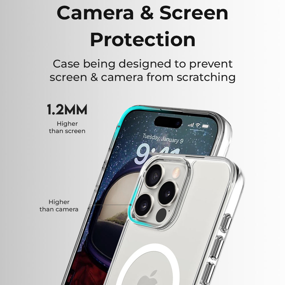 Glassology iPhone 16 Pro Magnetic Clear Case Shockproof, Anti-Yellowing, MagSafe Compatible