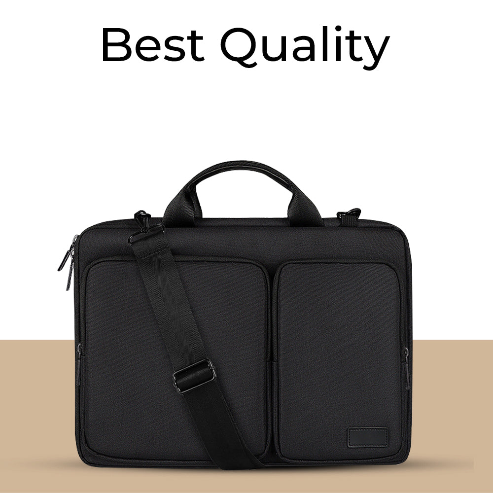Glassology 15.4" Laptop Bag Black Sleek, Water-Repellent & Durable for Everyday Use
