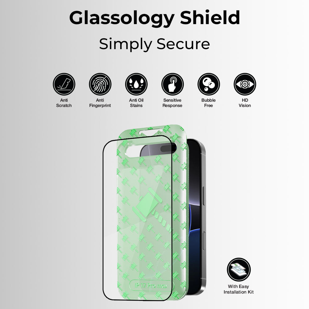 iPhone 17 Pro Max 9H Tempered Glass Screen Protector with Installer