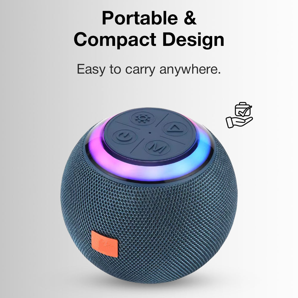 Glassology Wisme – Outdoor Portable Wireless Speaker (5W Deep Bass | LED Lights | Waterproof)