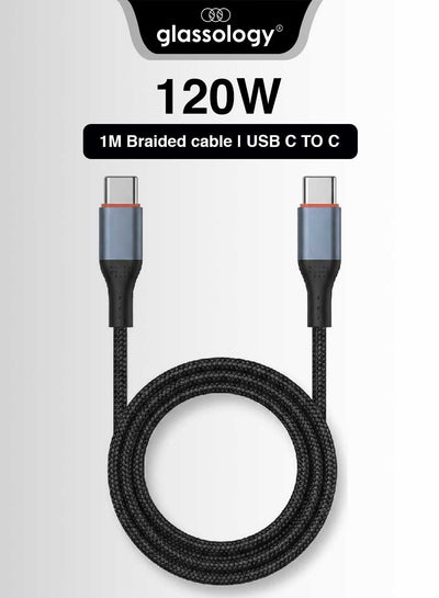 Glassology USB C to USB C Cable, 120W Fast Charging Type C Cable 2M, Durable Braided Charging Cord Protection for Phones, Tablets, Laptops & USB-C Devices