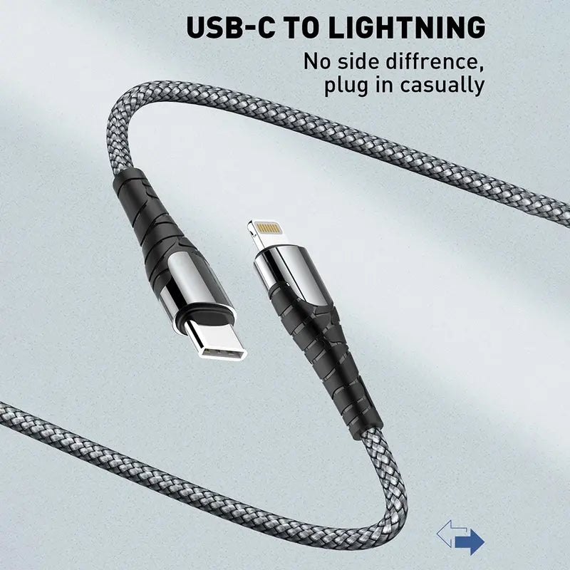 Glassology 1 Meter 30W USB C to Lightning Braided Charging Cable