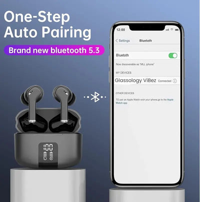 Glassology Vibez X70 4 Mics ENC TWS Bluetooth Earbuds with Display