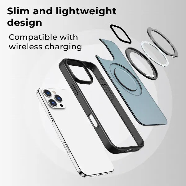Glassology 360 Rotate Ring Stand Magsafe Case for Apple iPhone 16Pro Max Black