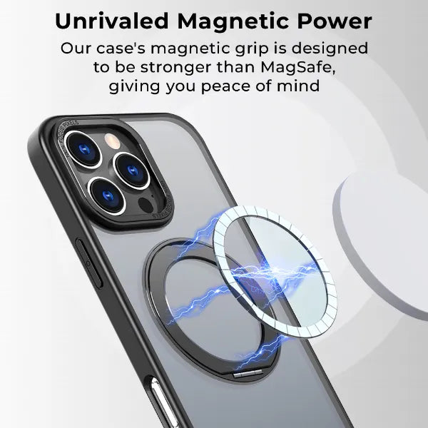 360 Rotate Ring Stand Magsafe Case for Apple iPhone 16Pro Max Black