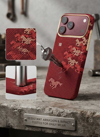Glassology Carbon Design Case for iPhone 18 Pro Max Burgundy
