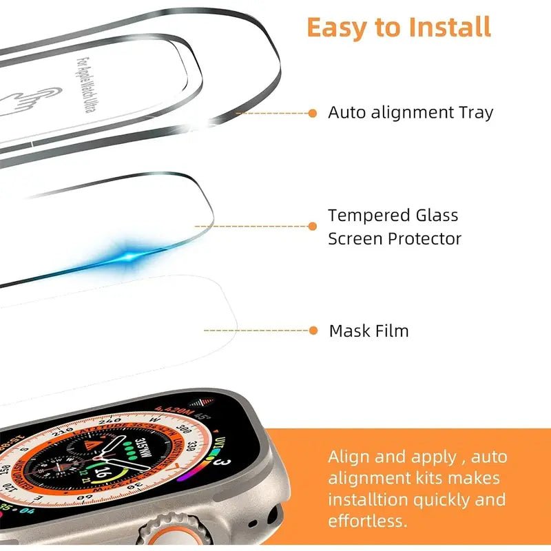 Apple Watch Ultra 49mm - 2 Pack Tempered Glass Screen protector - GLASSOLOGY