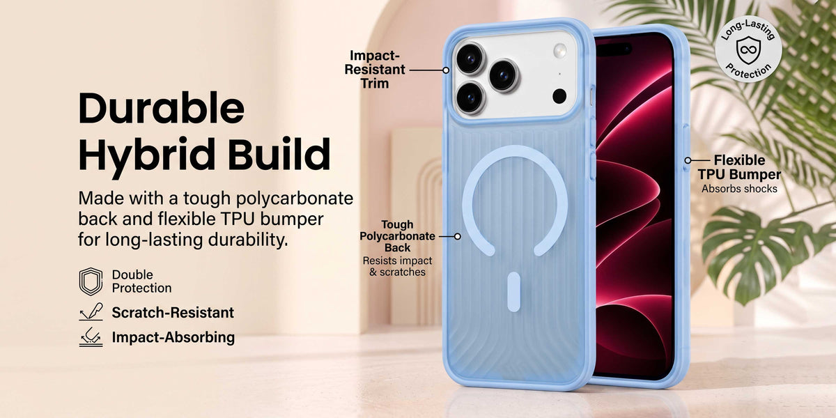 Glassology MagSafe Vertical Striped Case for iPhone 18 Pro Max, Glacier, Stylish Protective Cover with Magnetic Charging Compatibility